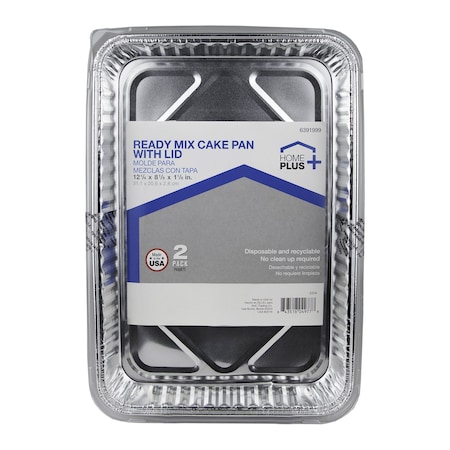Home Plus Home Plus Durable Foil 8-1/8 in. W X 12-1/4 in. L Cake Pan Silver 2 pk D19020